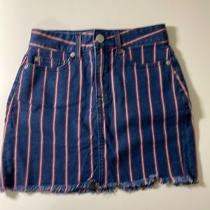 American Eagle Striped Denim/Jean Hi-Rise Mini Skirt size 00